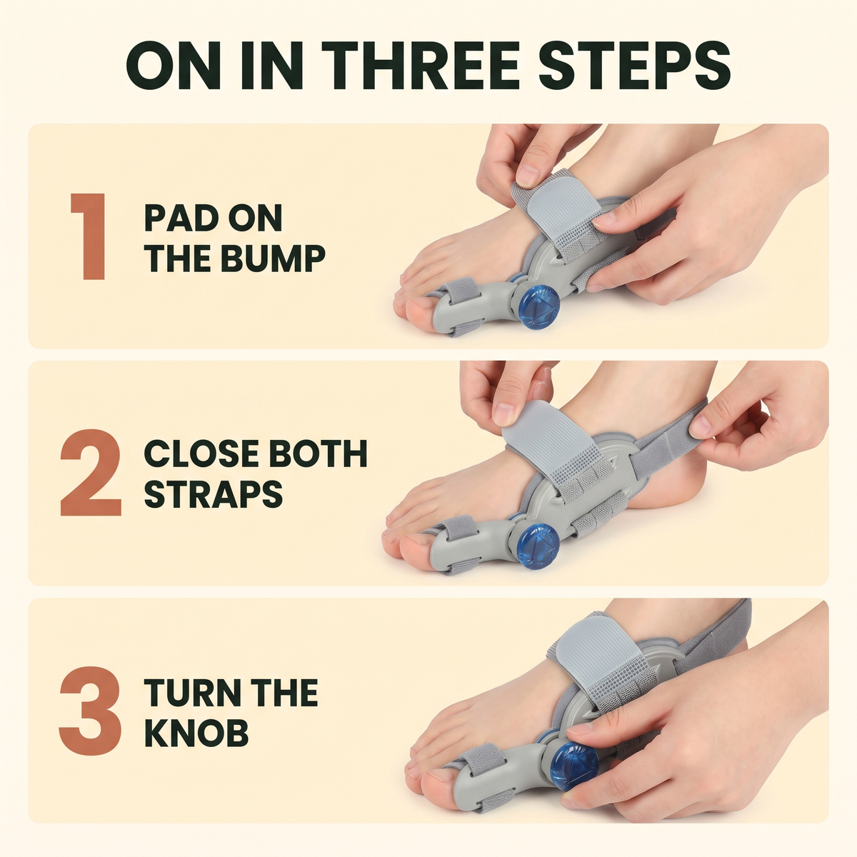 On in three steps